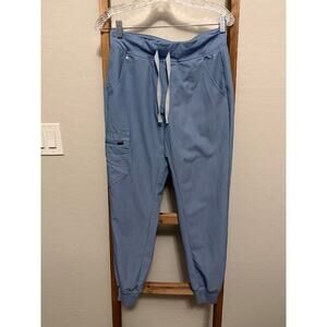 HIGH WAISTED ZAMORA™ Jogger Scrub Pants- Heather Indigo-size Small